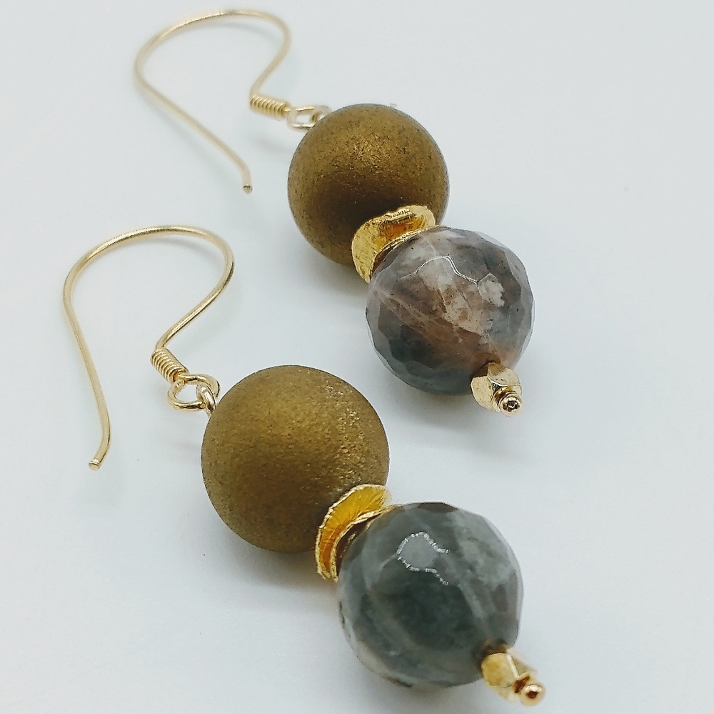 Sterling Silver Vermeil Labradorite Druzy Dangle E